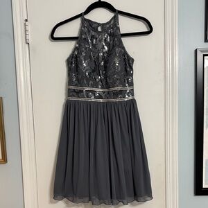 BCX Gray and Silver Mini Dress